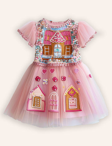 Clearance Sale - Gingerbread Applique Tylle Dress